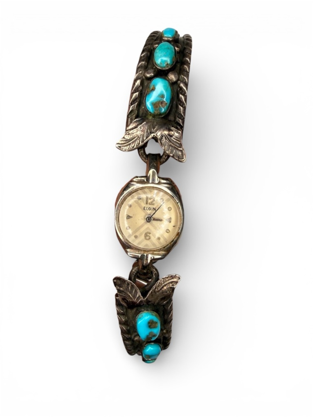 Vtg Turquoise Sterling Silver handcrafted Watch Band Native American Hand made